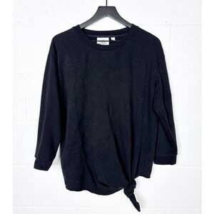 Cheap Monday Sweatshirt Black Long Sleeve Tie Front Raw‎ Hem Pullover Size S